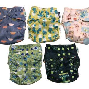 Colorful Kids Cloth Diapers Set of Five Gender Neutral